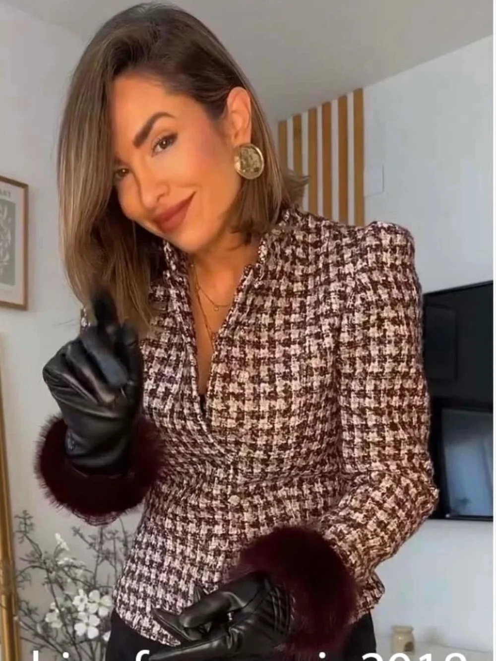 ZARA FAUX FUR STRUCTURE BLAZER
